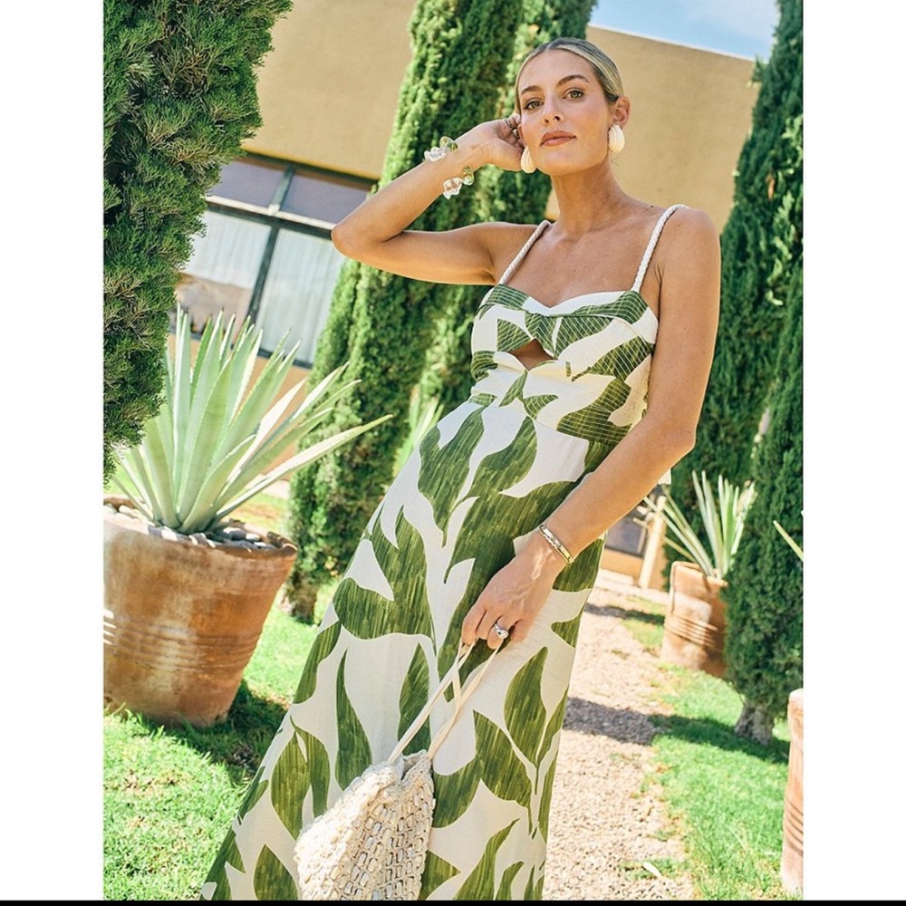 NWT Antonio Melani x M.G. Style Finley Linen Blend Sweetheart Neck Maxi Dress - Picture 6 of 16